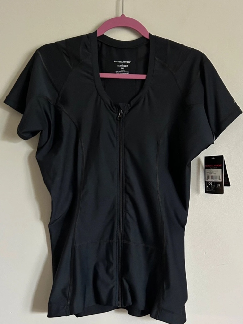 Alignmed Women's Posture Shirt 2.0 Zip Front Black Size 2X New Postural Fitness